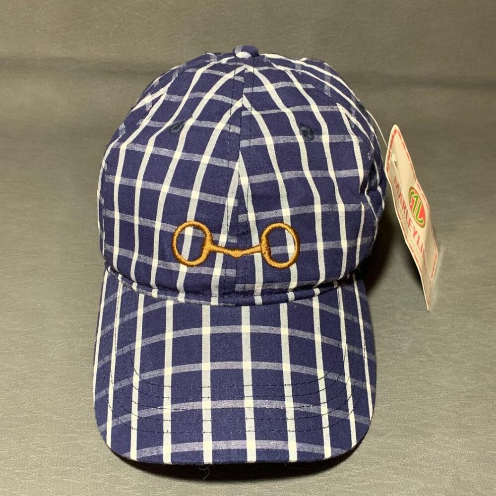 MARLEYLILLY Hat Cap Summer Women's Plaid Blue and White